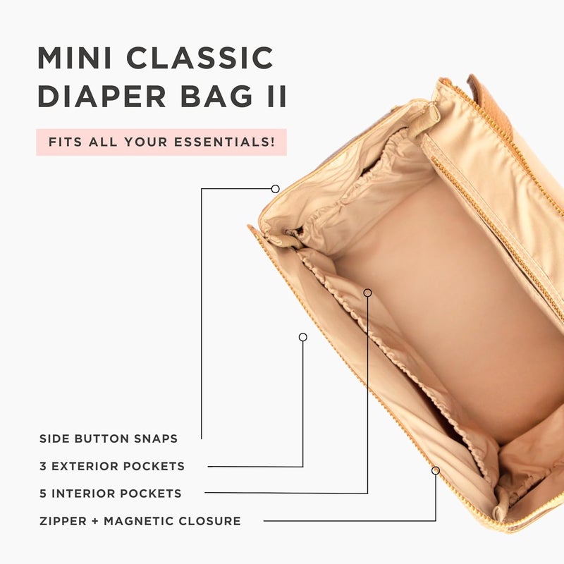 Freshly Picked Convertible Mini Classic Diaper Bag Backpack in Butterscotch - Stylish and Functional with 8 Pockets - Image 5